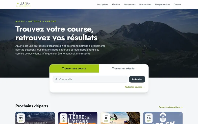 L'accueil du site AS2Pic