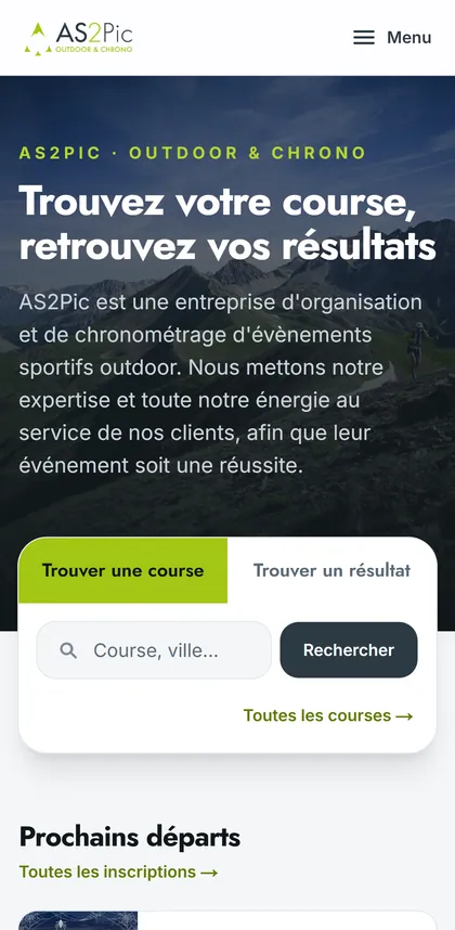 L'accueil d'AS2Pic sur téléphone