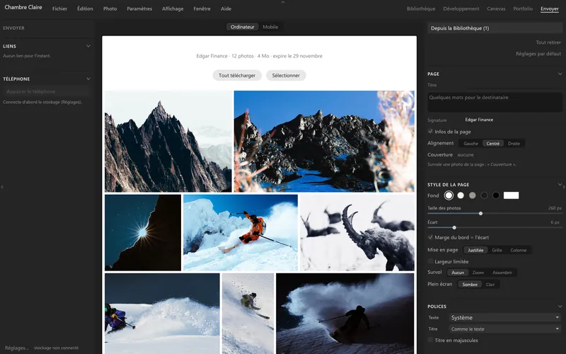 Envoyer : la page que reçoit le client.