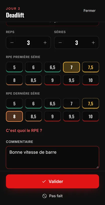 La saisie d'un exercice sur téléphone