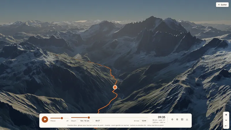 Le relief vu de haut, à l'heure exacte.