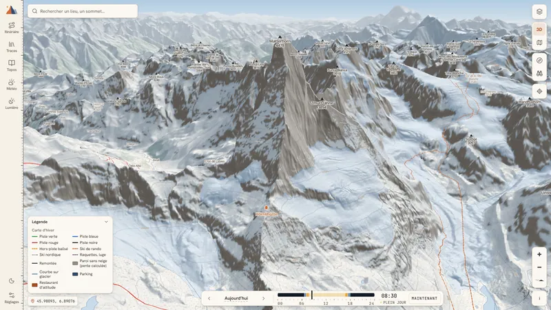 La carte d'hiver, pour choisir sa ligne dans la neige.