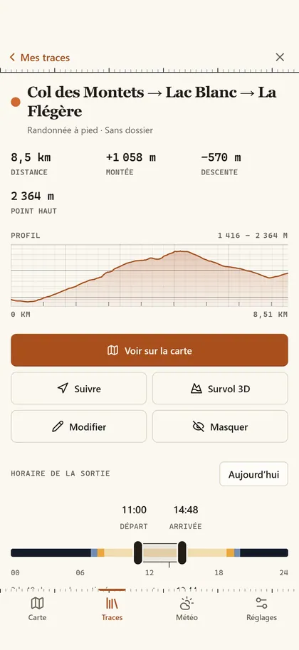 La fiche de la sortie